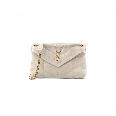 YSL PUFFER SMALL CHAIN BAG IN QUILTED SUEDE 5774762653548 (29*17*11cm)